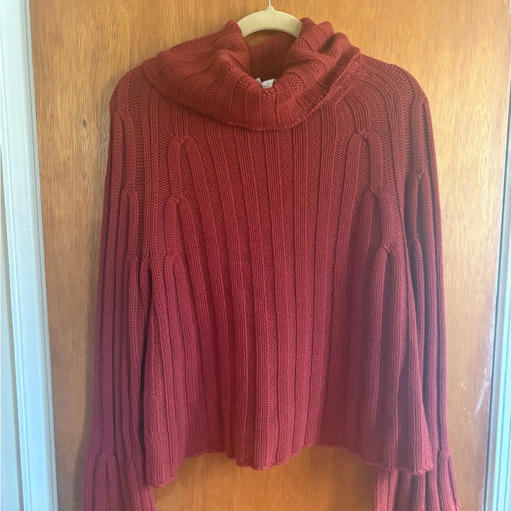 Oscar de la Renta Burgundy Cowl Neck Sweater